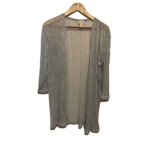 Travelers Collection By Chico's Blue Silver Open Cardigan Size 1 Women’s